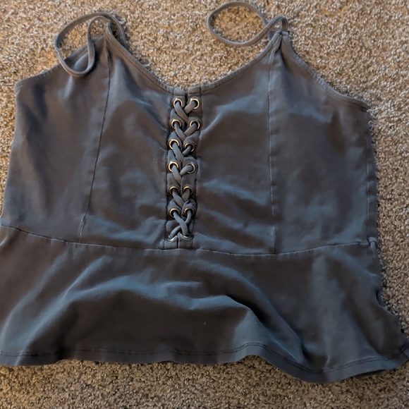 American Eagle Outfitters Gray Lace-Up Camisole - Picture 1 of 1